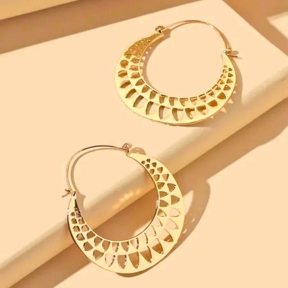 Jewelry - Gold Aztec Hoop Earrings